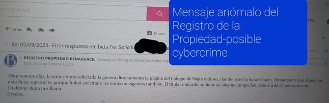 Registro propiedad Valencia España 2023 posible ciberdelito